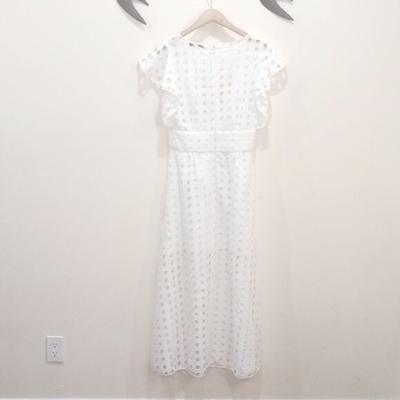Anthropologie Antik Batik White Eyelet Flutter Sleeve Midi / Maxi Dress - 38 / S - Picture 9 of 14
